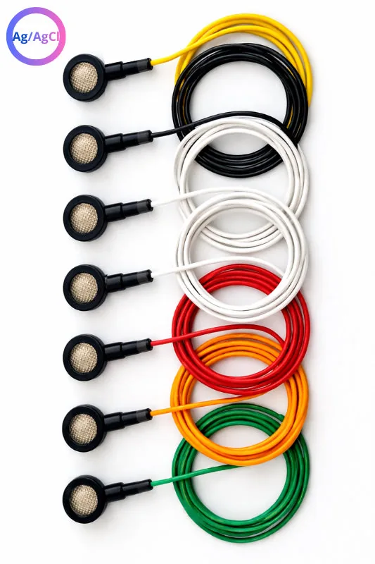 Sieben gesinterte Ag/AgCl-EEG-Elektroden, 10 mm mit Rand